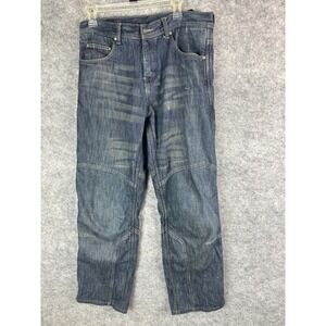 Iron Workers Jeans Mens 32 Motorcycle Biker Blue Knee Pad Workwear Riding